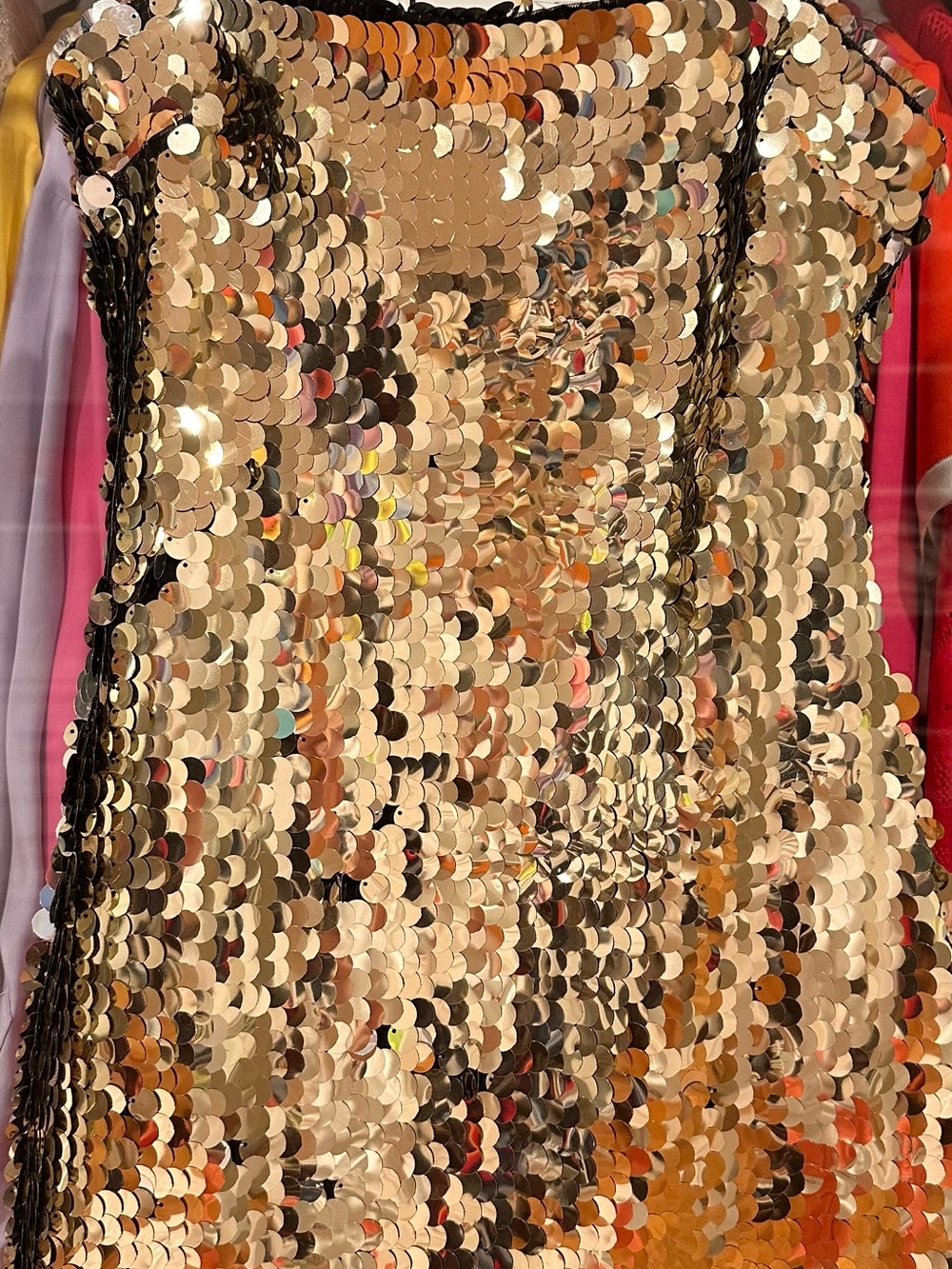 Likely Metallic Gold Sequin Mini Dress